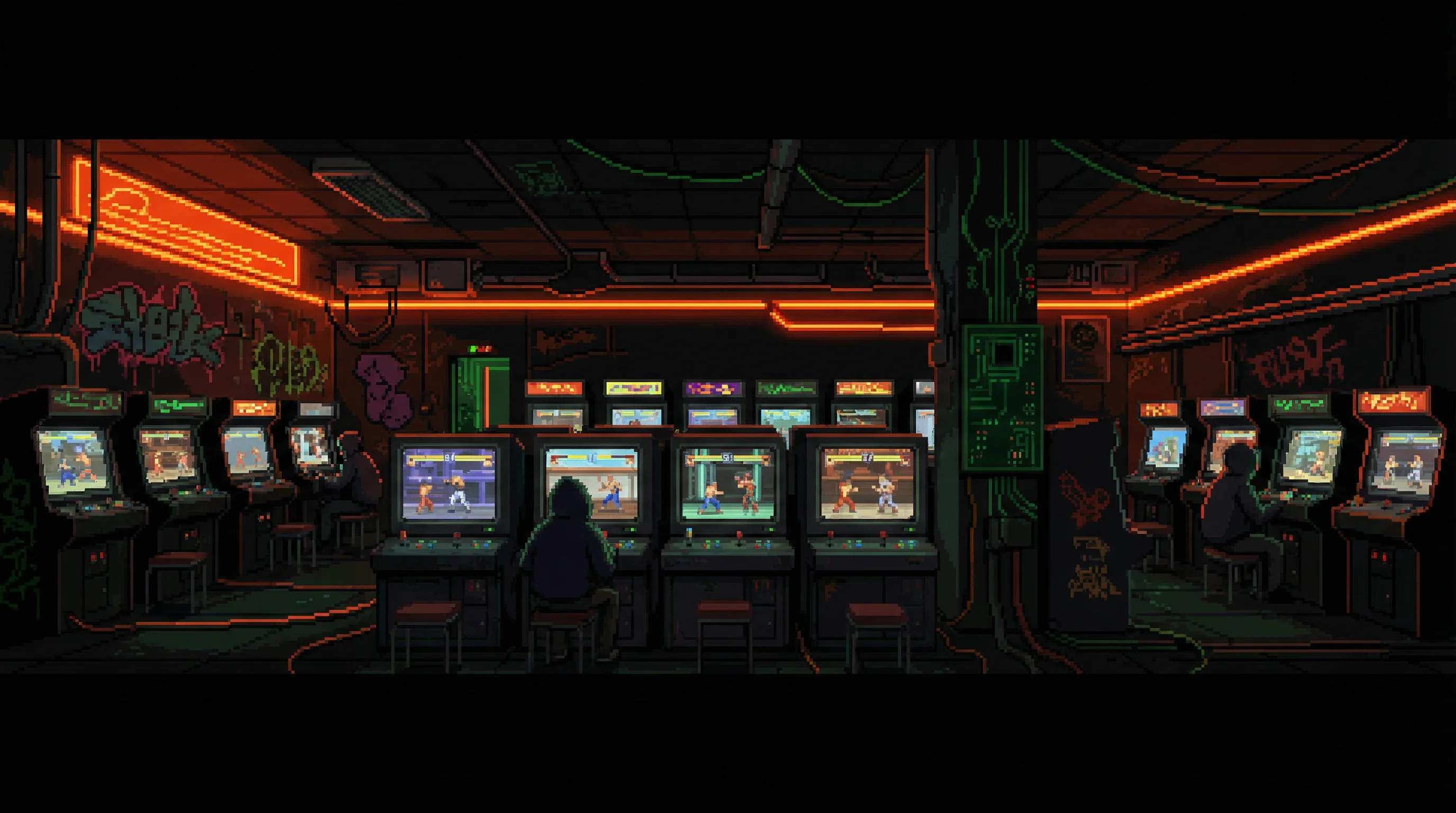 像素艺术作品：赛博街机场景 - jdb电子 社区创作